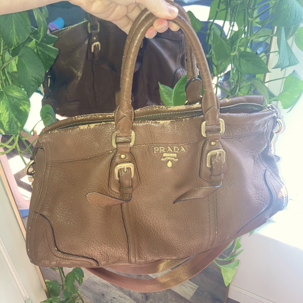 Vintage brown leather Prada purse.
